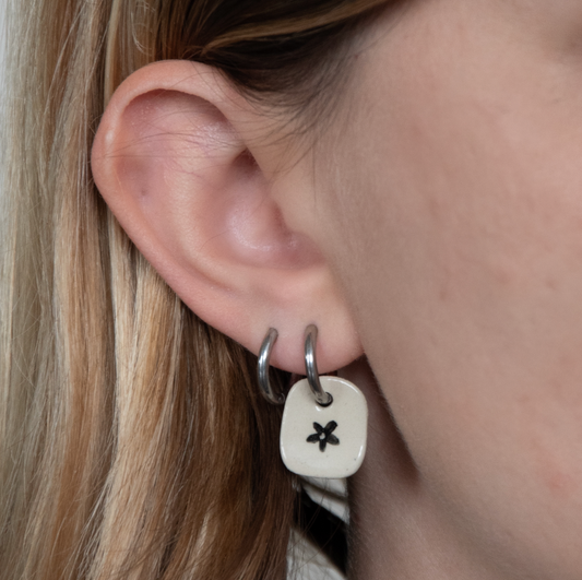 Boucles d'oreille - Rectangle - Fleur