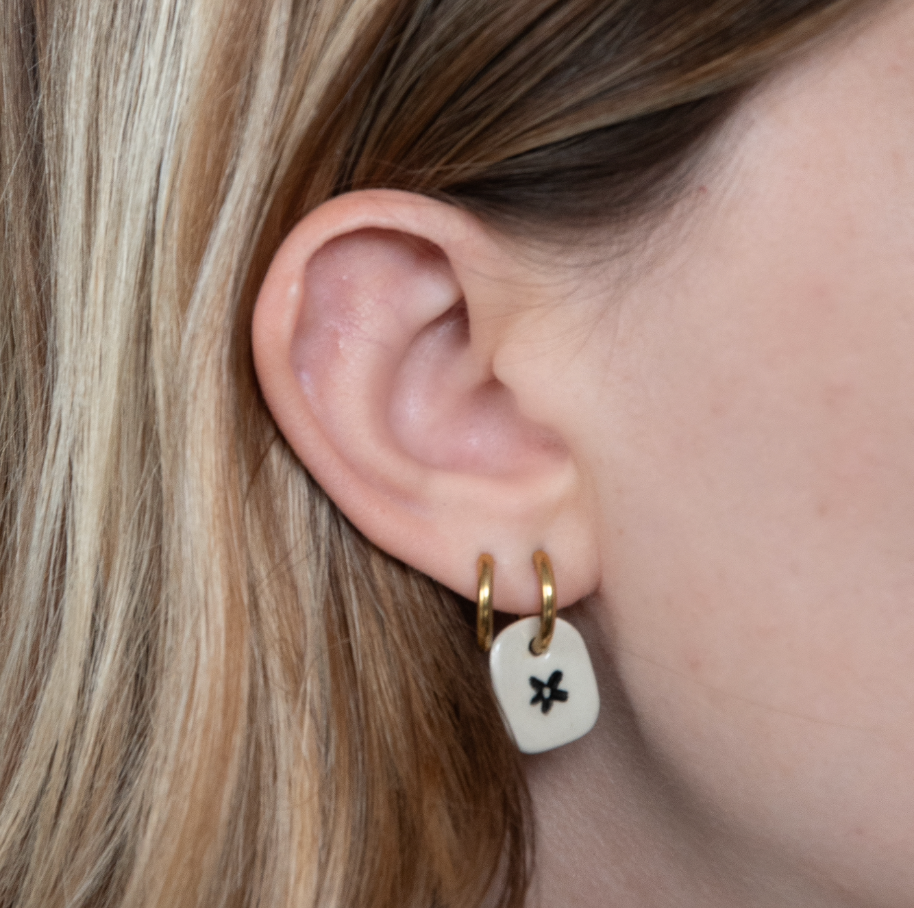 Boucles d'oreille - Rectangle - Fleur