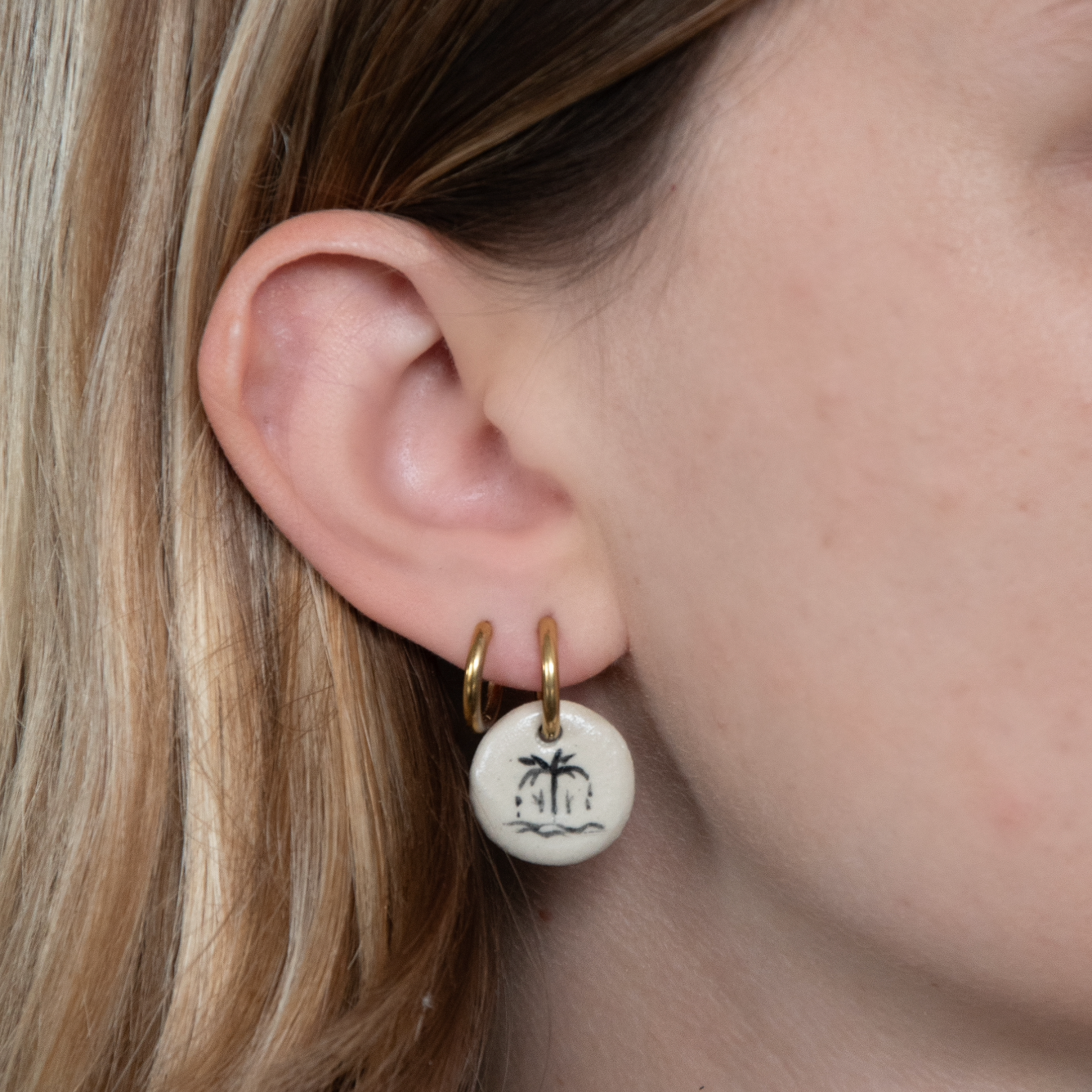 Boucles d'oreille - Ronde - Palmier pleureur