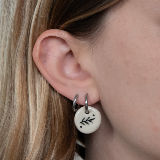 Boucles d'oreille - Ronde - Feuille