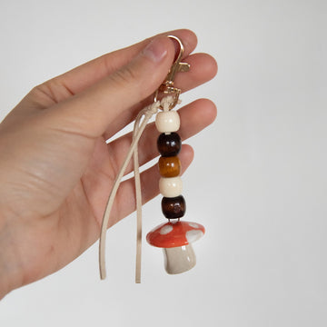 Porte-clé/ Grigri de sac - Champignon orange